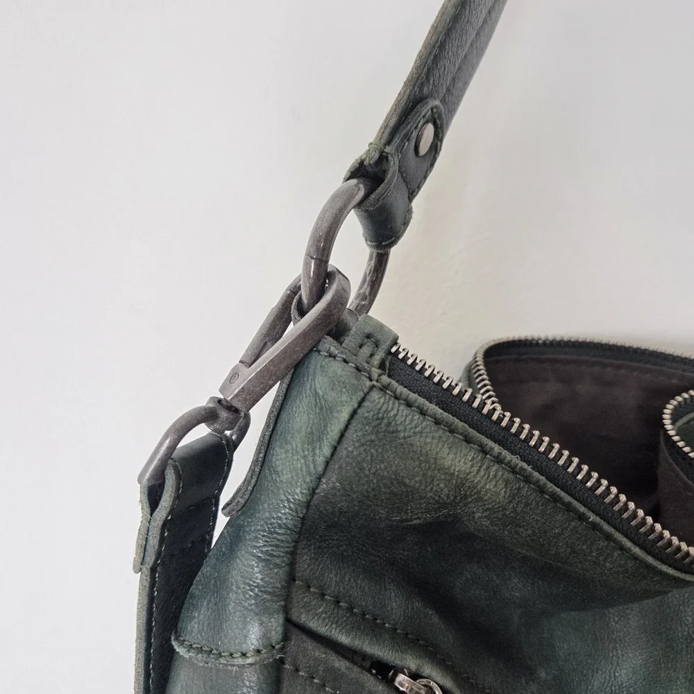Vilenca Holland Green Leather Hobo Bag‎ Tassle Crossbody Purse